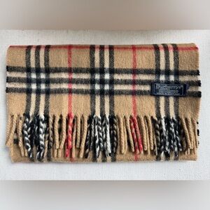 BURBERRYS of London 100% Cashmere Scarf Nova Check Made in Scotland 14x56